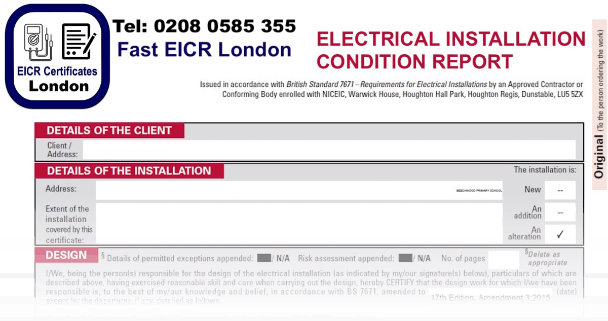 EICR - Electrical installation condition report in Barnet 2024